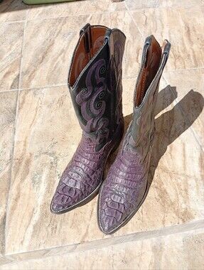 Custom Made Men's Purple Exotic Leather Western Boots ∆free Shipping∆